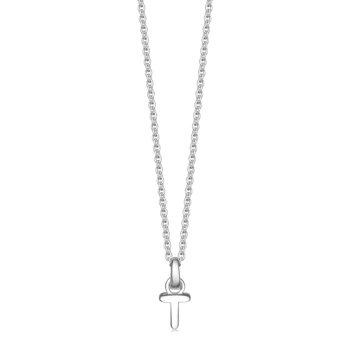 Mini Silver Letter "T" Initial Necklace - hersey-and-son