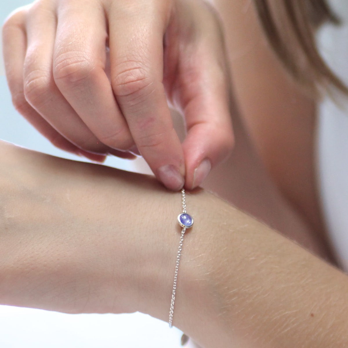 silver and tanzanite bracelet