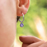 Silver Birthstone Hoop Earrings - hersey-and-son