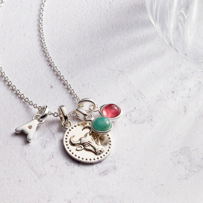 Emerald Birthstone Silver Necklace- May