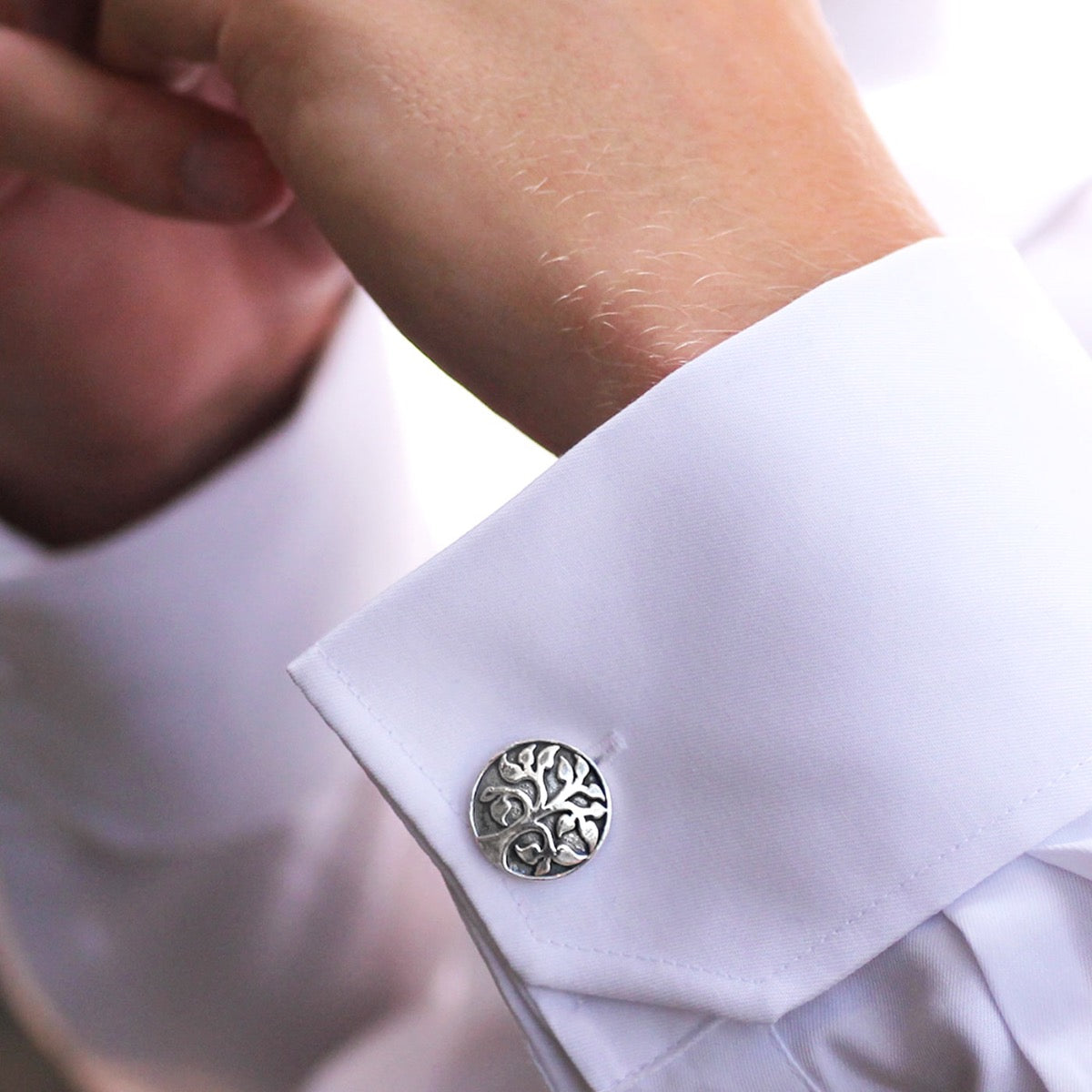 Sterling silver tree of life cufflinks