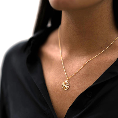 Yellow Gold Tree Of Life Pendant Hersey Son Silversmiths