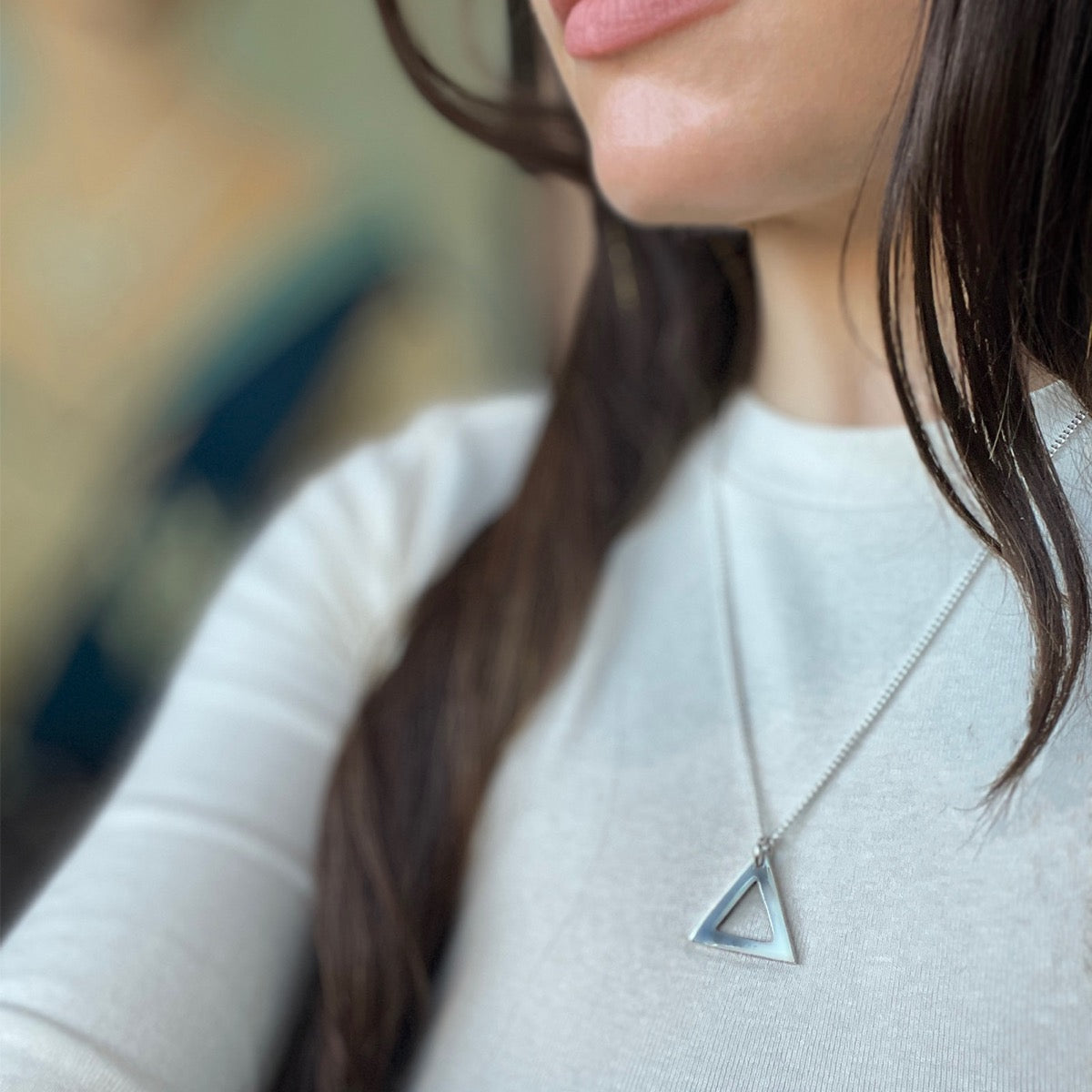 Large Sterling Silver Triangulum Necklace