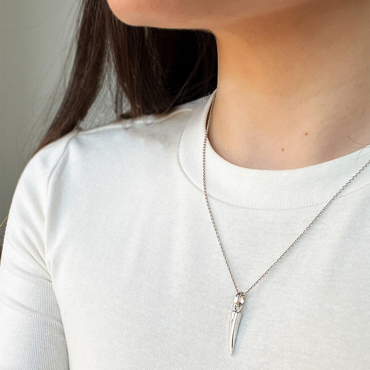 Solid Silver Tusk Pendant