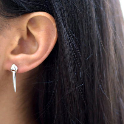 silver tusk earrings