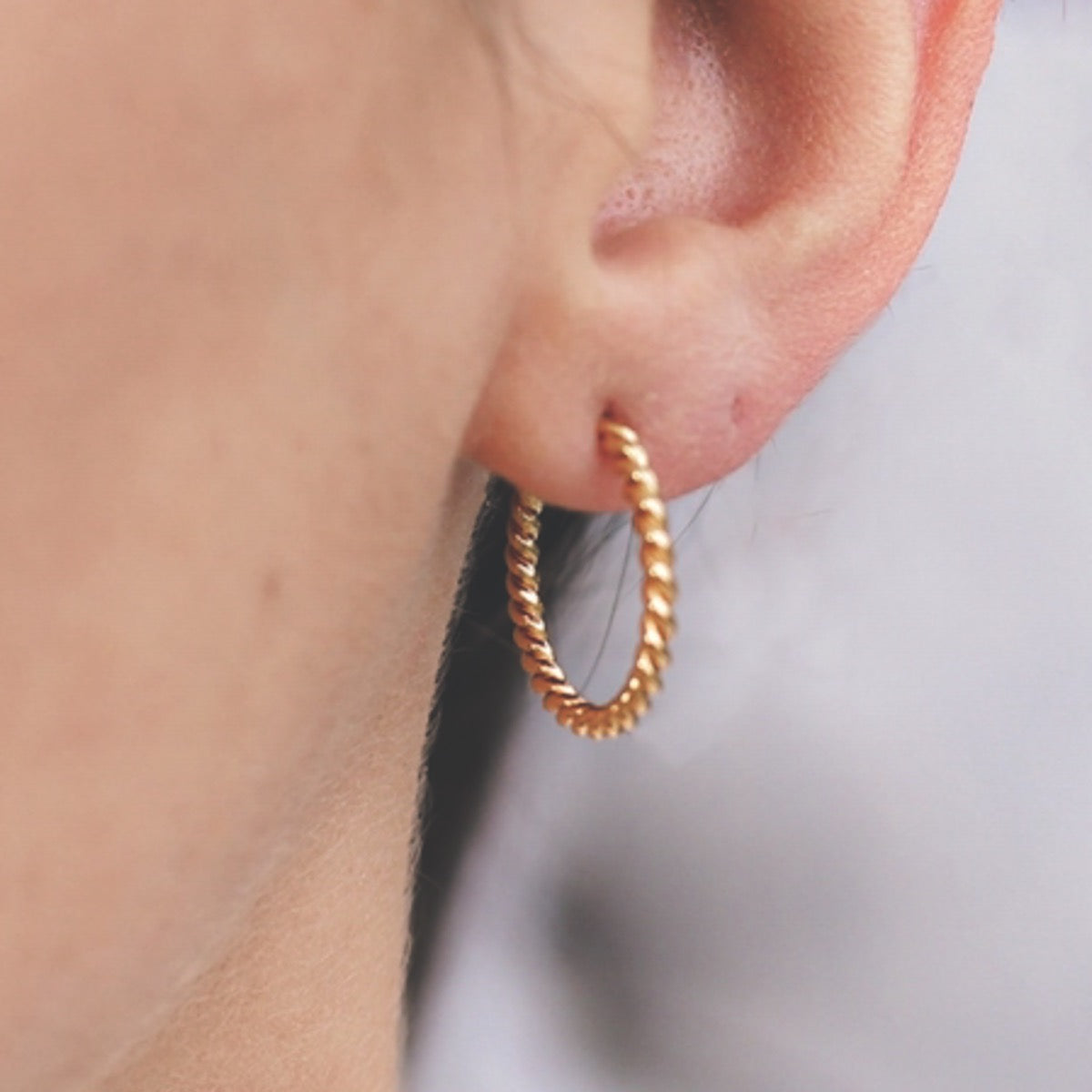Gold Rope Hoop Earring Gold Plated Twisted Hoop Earrings | Hersey & Son Silversmiths