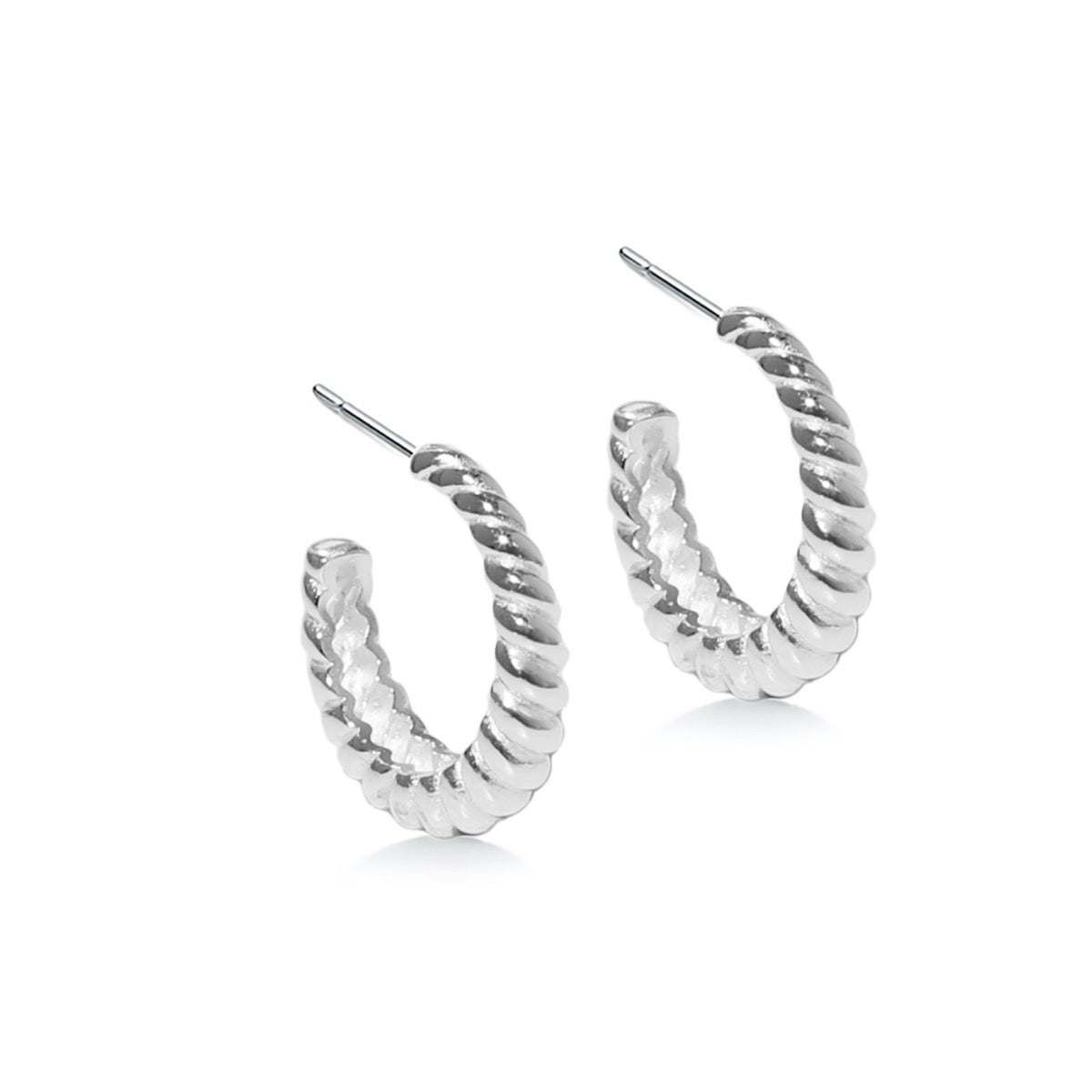 Sterling Silver Chunky Twisted Hoop Earrings - hersey-and-son