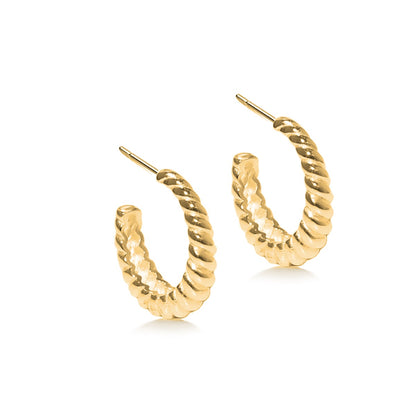 Gold plated chunky twisted hoop earring