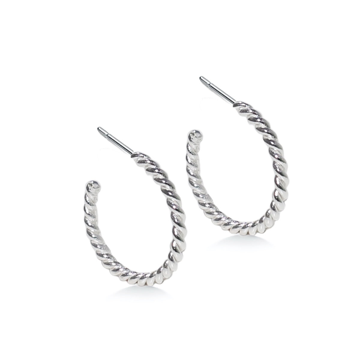Slim Silver Twisted Rope hoop earrings 