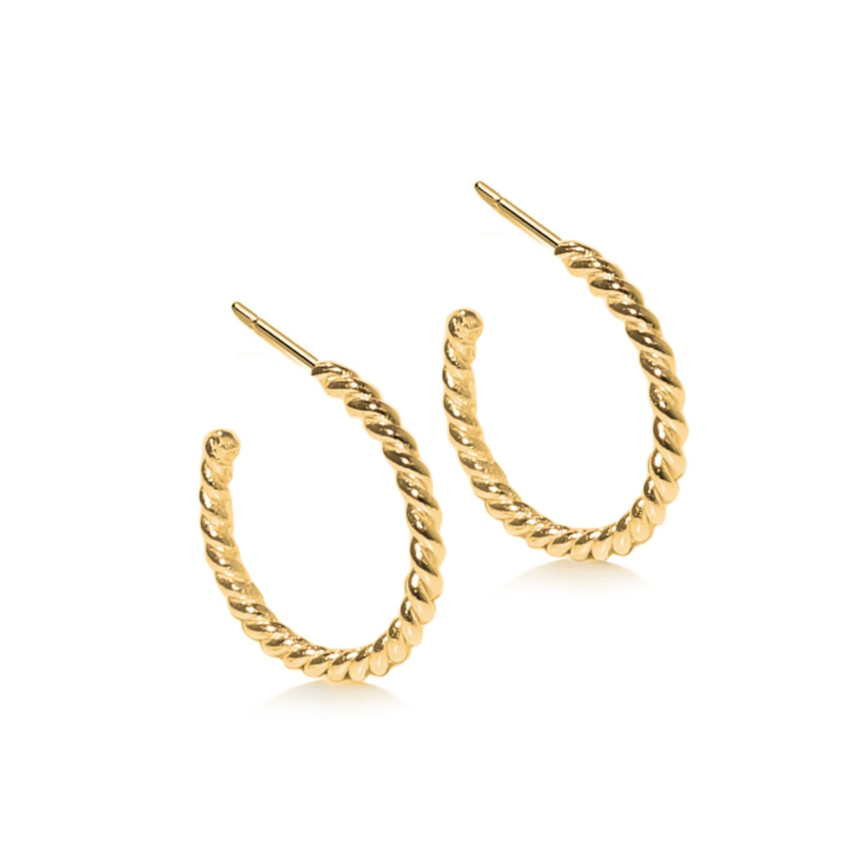 Gold plated and silver twisted rope hoop earrings. 