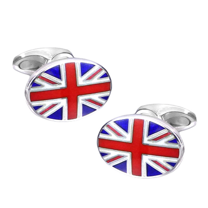 Silver Union Jack Cufflinks Vitreous Enamel