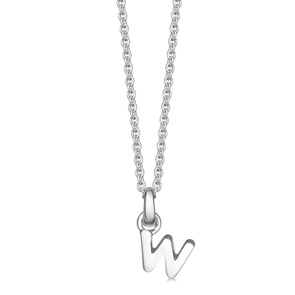 Mini Silver Letter "W" Initial Necklace
