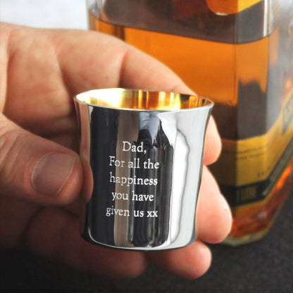 Silver wee dram whisky cup engraved