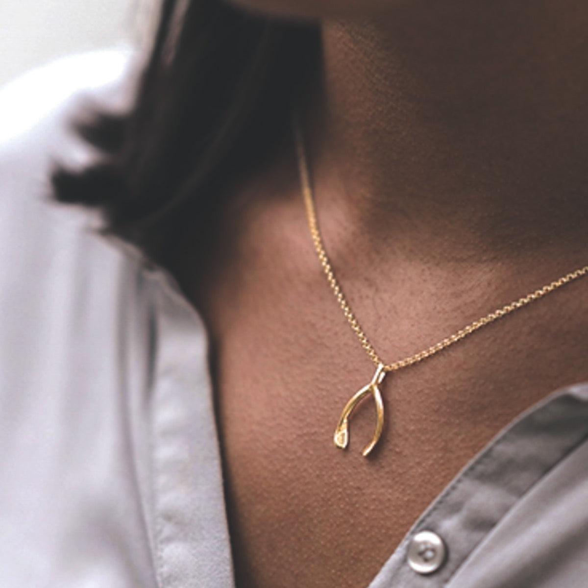 Yellow Gold Vermeil Wishbone Charm Pendant