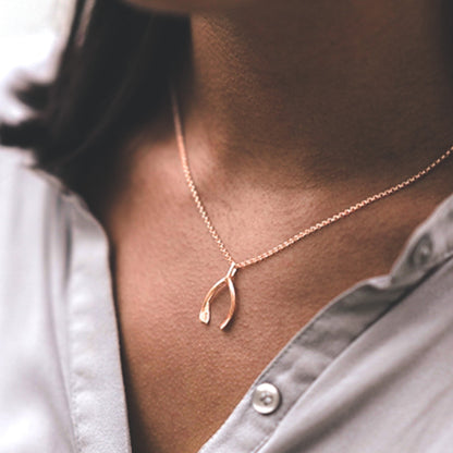 Rose Gold Vermeil Wishbone Pendant