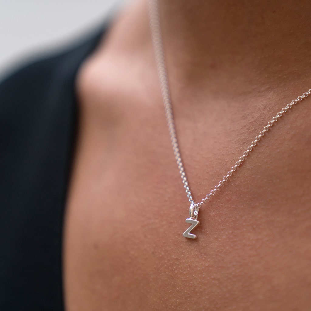 Mini Silver Letter "Z" Initial Pendant - hersey-and-son