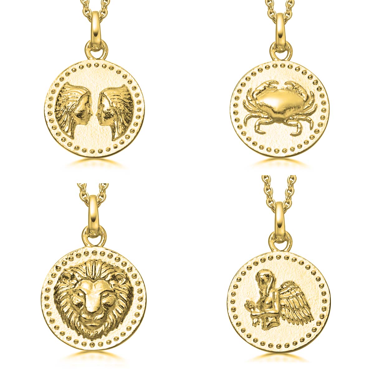 Silver and gold plated zodiac pendants 