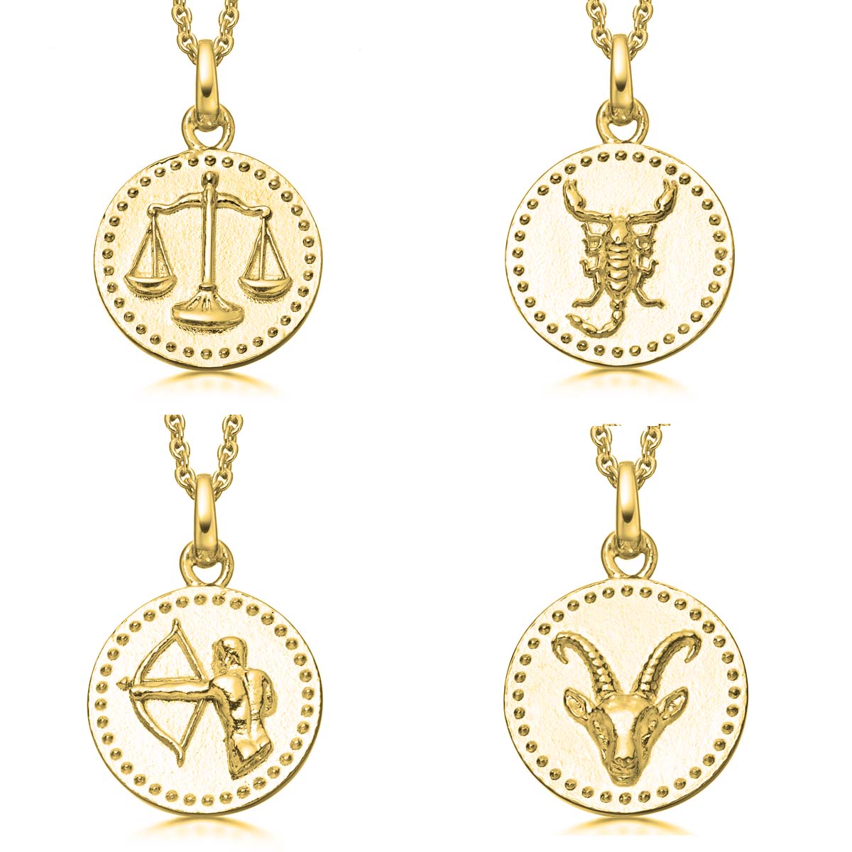 sterling silver and 22k gold plated zodiac pendants 