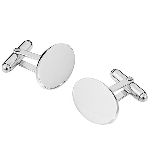Classic Silver Oval Hinged Cufflinks